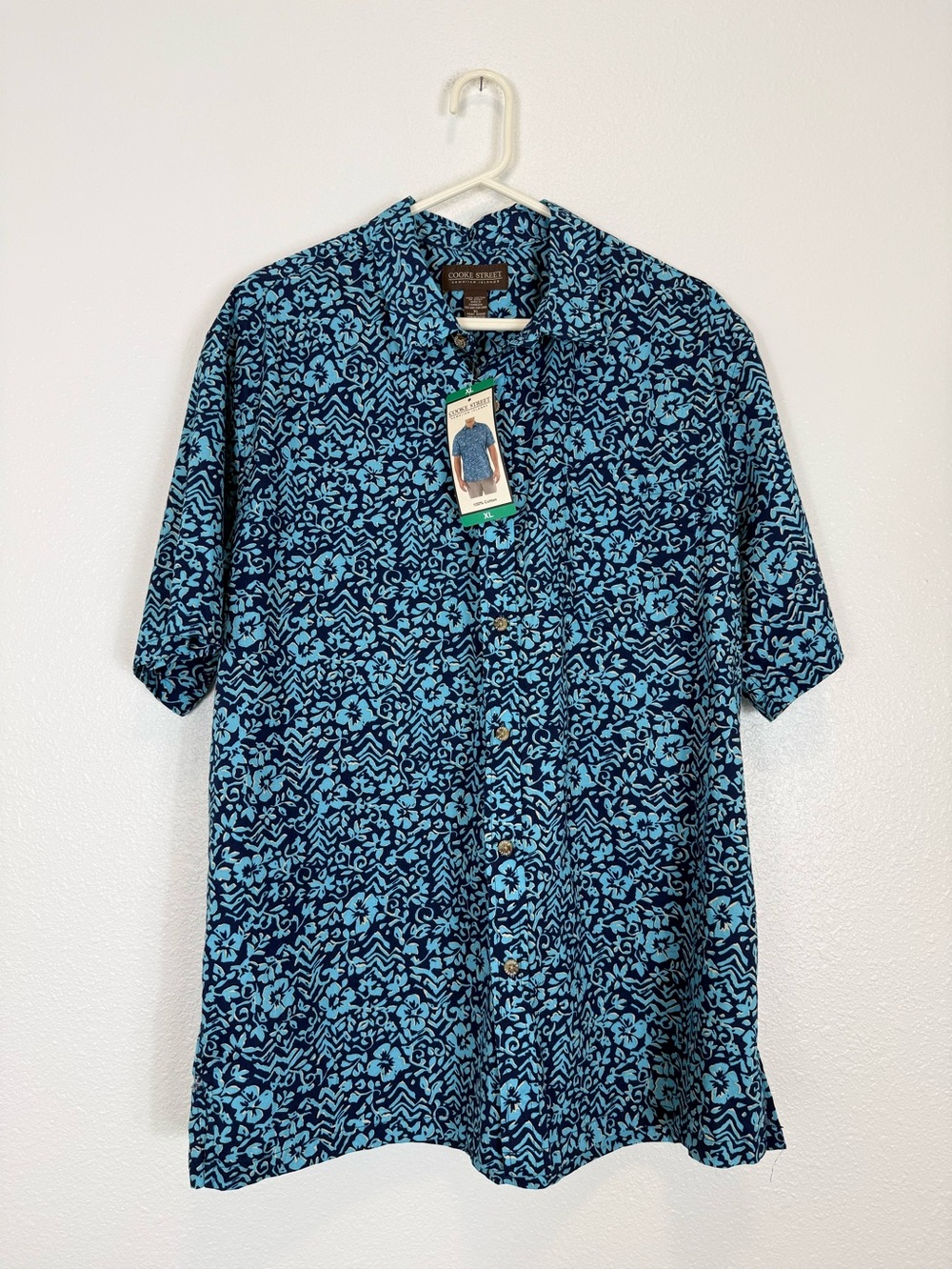 Cooke Street Honolulu Short Sleeve Button Up Shirt Blue XL